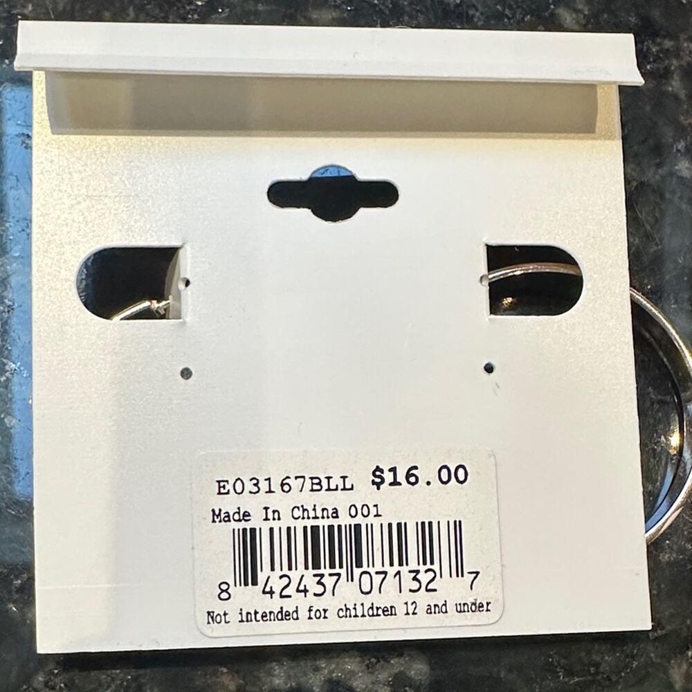 Bay Studio Sliver and White Hoop Earrings - Shiny Round Hoops NWT - Picture 2 of 2